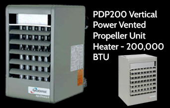 PDP200 Vertical Power Vented Propeller Unit Heater - 200,000 BTU