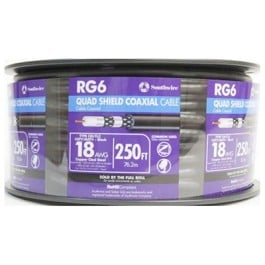 Southwire 250-ft 18 RG6-Quad Shield Black Coaxial Cable Spool
