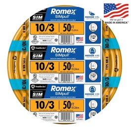 Southwire Romex SIMpull 50-ft 10/3 Non-Metallic Wire (By-the-Roll)